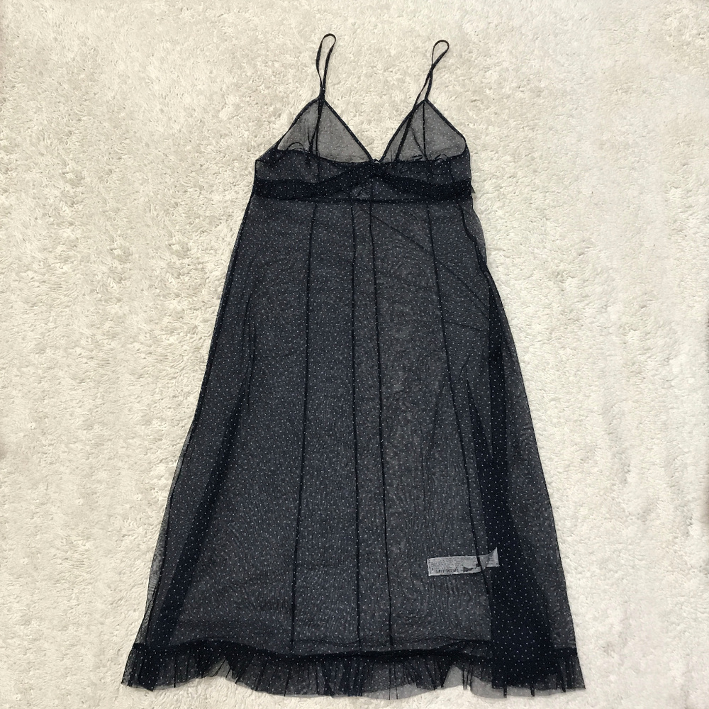 Zara Navy white polka dot Sheer Dress NWOT - Picture 2 of 8